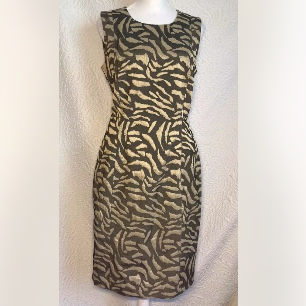 CALVIN KLEIN NWT Animal Print Sleeveless Lined Cotton Blend Dress Size 6